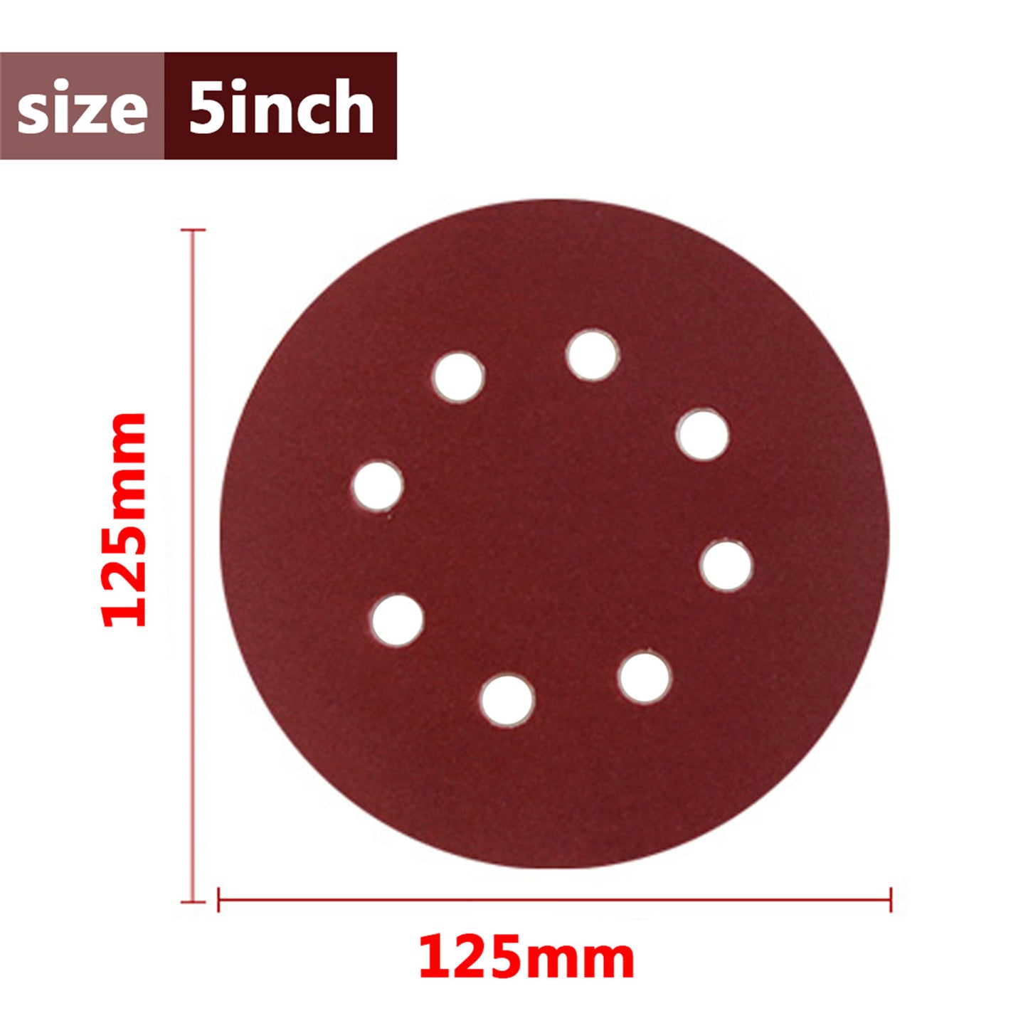 findmall 100PCS 5 Inch 8 Holes Hook and Loop Sanding Discs 80 Grit Sandpaper for Sanding Grinder Polishing Accessories