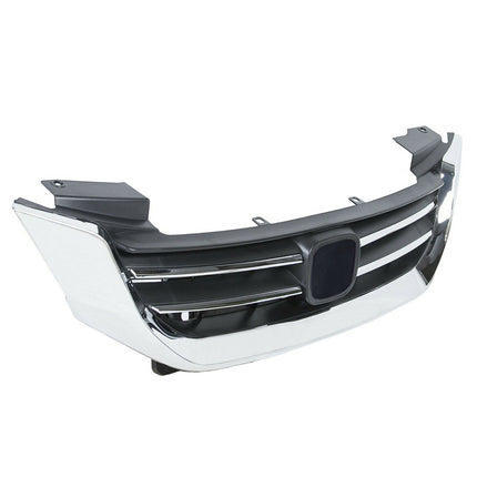Findmall Front Bumper Grille Black and Chrome Straight Trim Replacement for Honda Accord 2013-2015