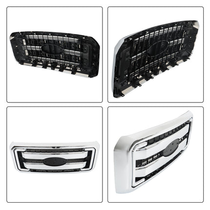 Findmall Chrome Front Upper Grille Assembly with Bracket Replacement for F-250 F-350 F-450 and F-550 Super Duty 2011-2016