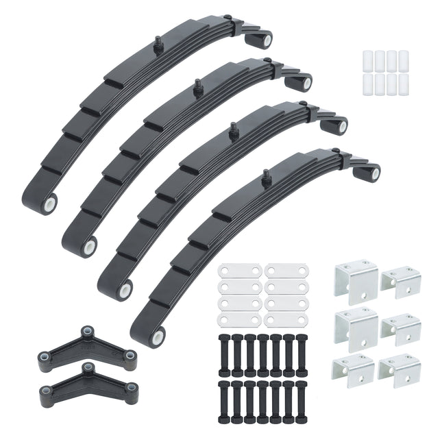 Findmall 4-Spring 5-Leaf Double-Eye Trailer Suspension Kit, 3,000 lb per Spring with Equalizers and Hangers