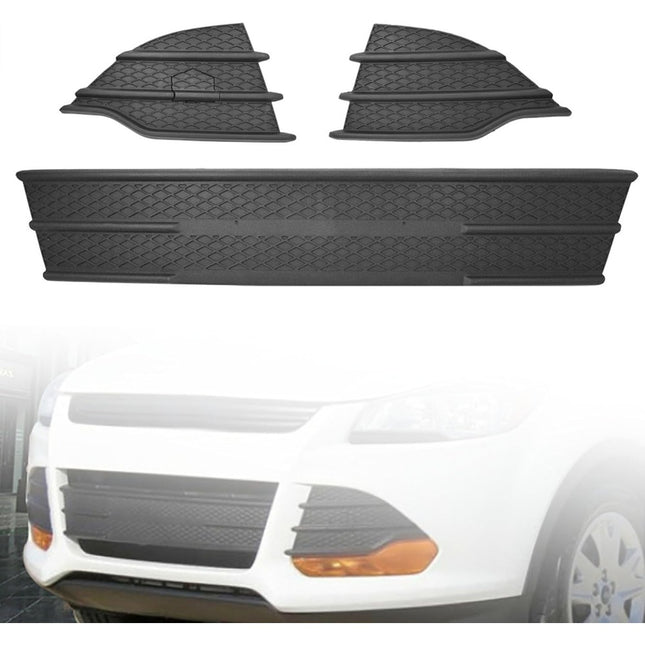 Findmall 3-Piece Black Front Bumper Grille and Fog Light Cover Kit Replacement for Escape 2013-2016