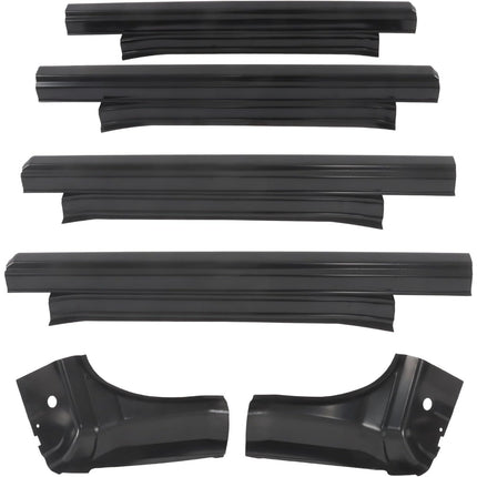 Findmall 6-Piece Slip-On Rocker Panel and Cab Corner Kit for 2014-2018 Chevrolet Silverado GMC Sierra Crew Cab, Black