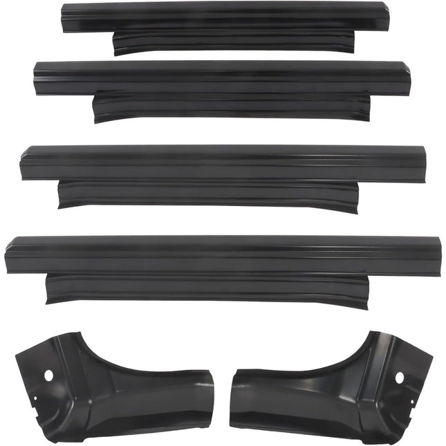 Findmall 6-Piece Slip-On Rocker Panel and Cab Corner Kit for 2014-2018 Chevrolet Silverado GMC Sierra Crew Cab, Black