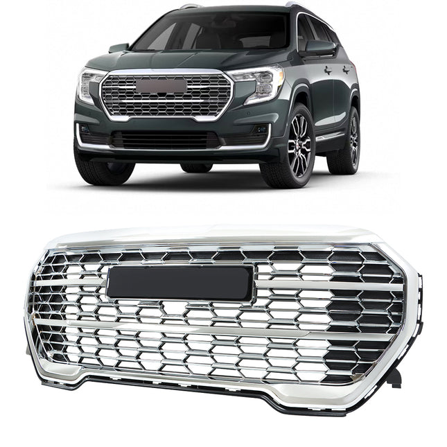 Findmall Chrome Front Upper Bumper Grille with Camera Hole Replacement for Terrain Denali 2022-2023