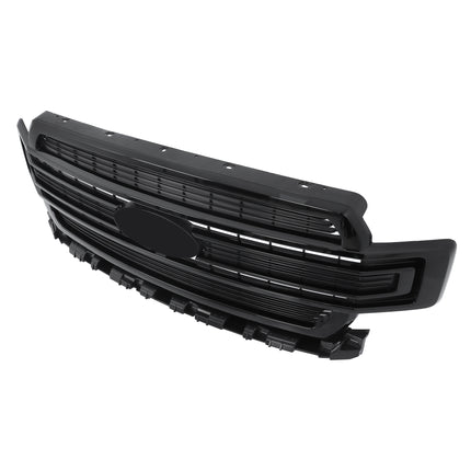 Findmall Front Grille Upper Glossy Black Mesh Chrome Trim Replacement for F250 Super Duty XL XLT 2023 2024