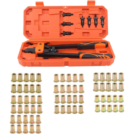 Findmall Professional 14-Inch Rivet Nut Tool Kit - 7 Mandrels and 70Pcs Metric and SAE Sizes Rivet Nuts Set, Hand Riveter Gun for Metal, Automotive, DIY with Durable Case
