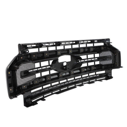 Findmall Front Upper Bumper Grille Glossy Black with 3 Straight Trim Replacement for F250 F350 Platinum Style 2020-2022 Replacement for LC3Z-8200-DB