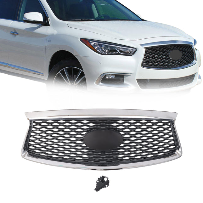 Findmall Chrome and Black Mesh Front Upper Grille with Camera Hole Replacement for QX60 2016-2020 623109NC0B IN1200135