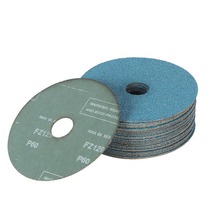 25Pcs Zirconia Resin Fiber Sanding and Grinding Discs, 4-1/2 x 7/8 Inch 60 Grit