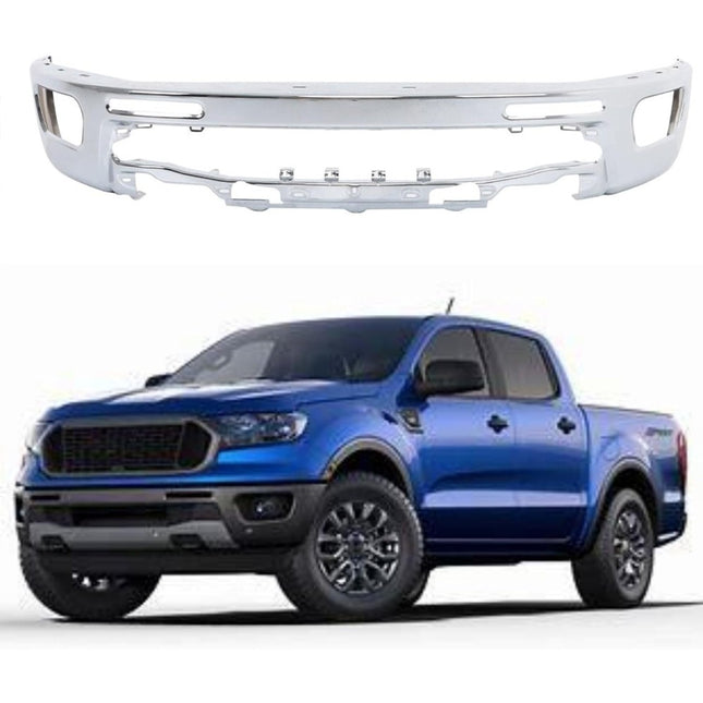 Findmall Chrome Steel Front Bumper for 2019‑2023 Ford Ranger, Replacement for KB3Z17757A, Without Parking Sensor Holes