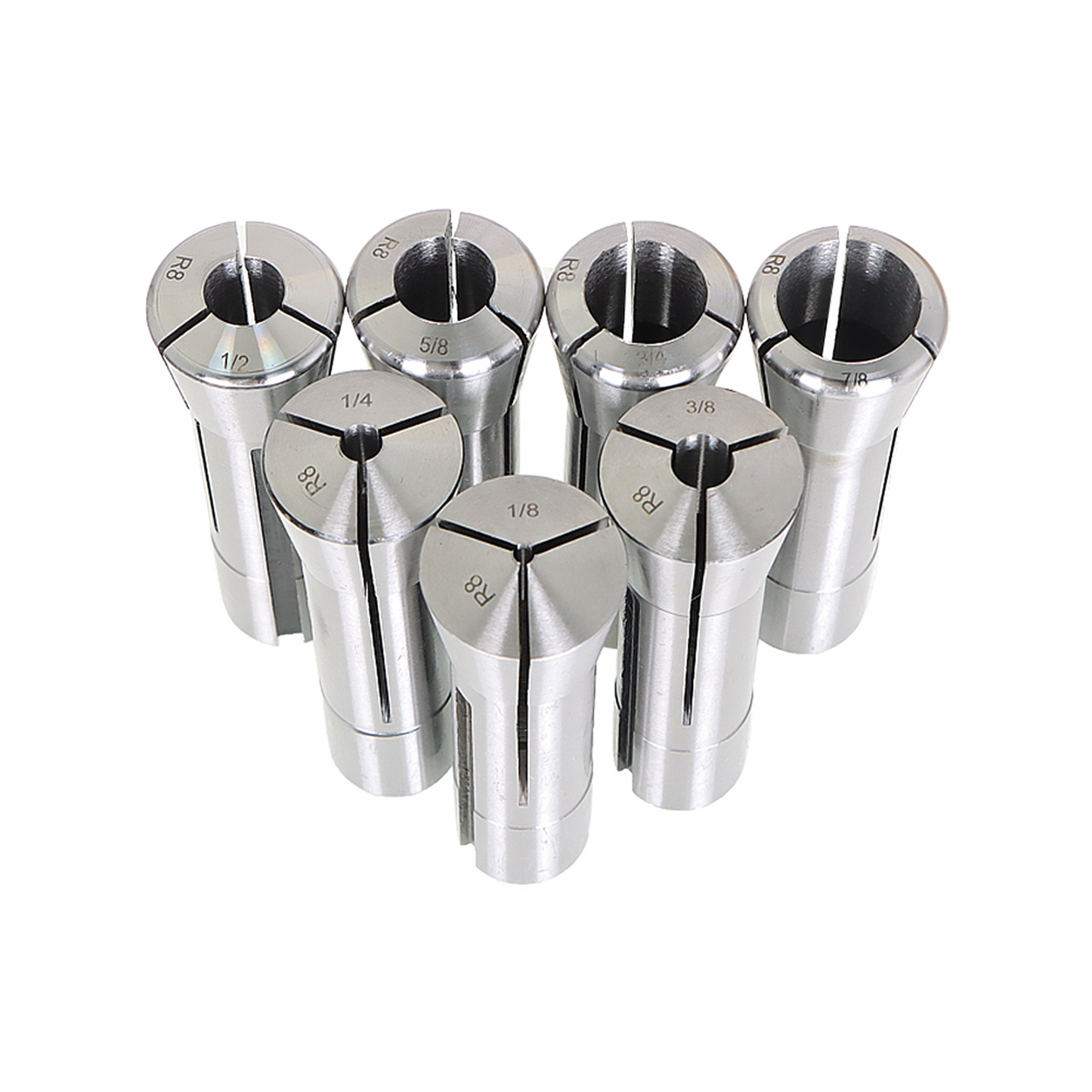 findmall 7Pcs R8 Collet Set 1/8 inch - 7/8 inch Mill Collets Set Steel Mill Chuck Holder Fit for Mill Machine