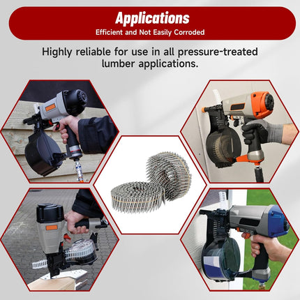 findmall 3600PCS 15° Wire Coil Roofing Nails Ring Shank Hot Dipped Galvanized 0.092"