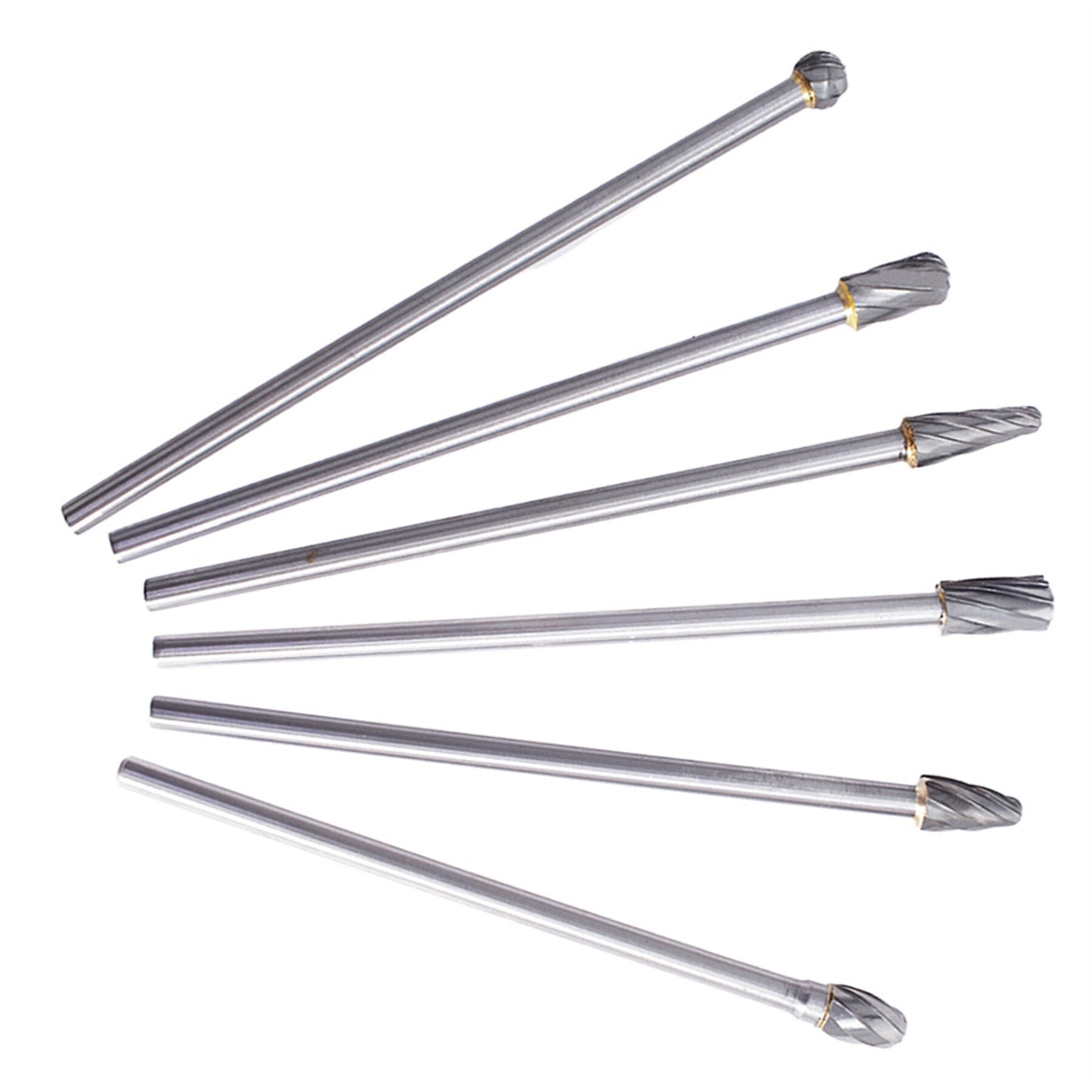 findmall 6Pcs Carbide Alloy Rotary Burr Set 6mm(1/4") Shank 10mm Head 150mm Length for DIY Woodworking Metal Carving Polishing Engraving Drilling