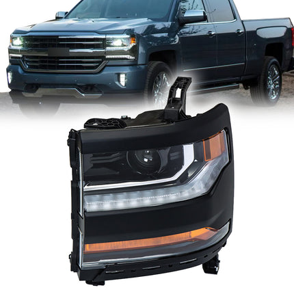 Findmall Black Housing Headlights Front Head Lamps Replacement for 2016 2017 2018 Silverado 1500 HID/Xenon Headlight Assembly Left Driver Side