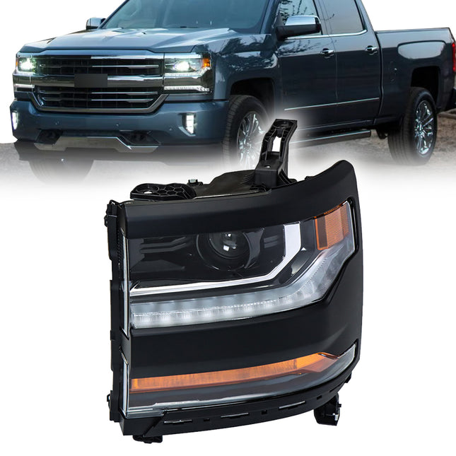 Findmall Black Housing Headlights Front Head Lamps Replacement for 2016 2017 2018 Silverado 1500 HID/Xenon Headlight Assembly Left Driver Side