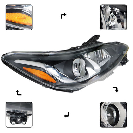 Findmall Headlights Assembly Halogen without DRL Replacement for Spark 2019-2021 Housing Black Passenger Side 1PC 42704896