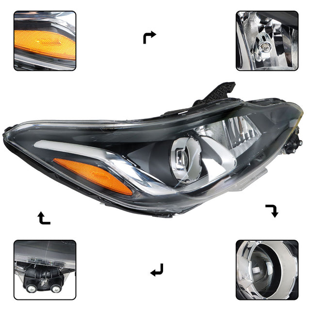 Findmall Headlights Assembly Halogen without DRL Replacement for Spark 2019-2021 Housing Black Passenger Side 1PC 42704896