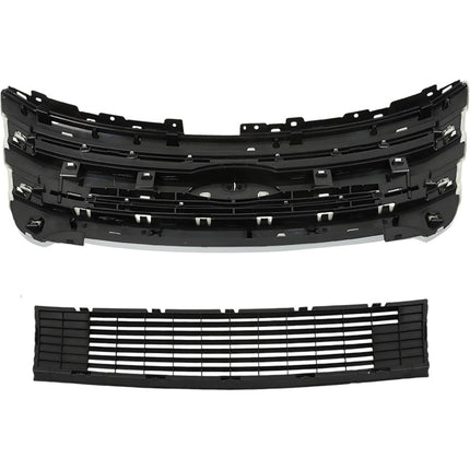 Findmall Chrome Silver Front Upper Grille Insert Overlay Trim Cover Replacement for Explorer 2011-2015