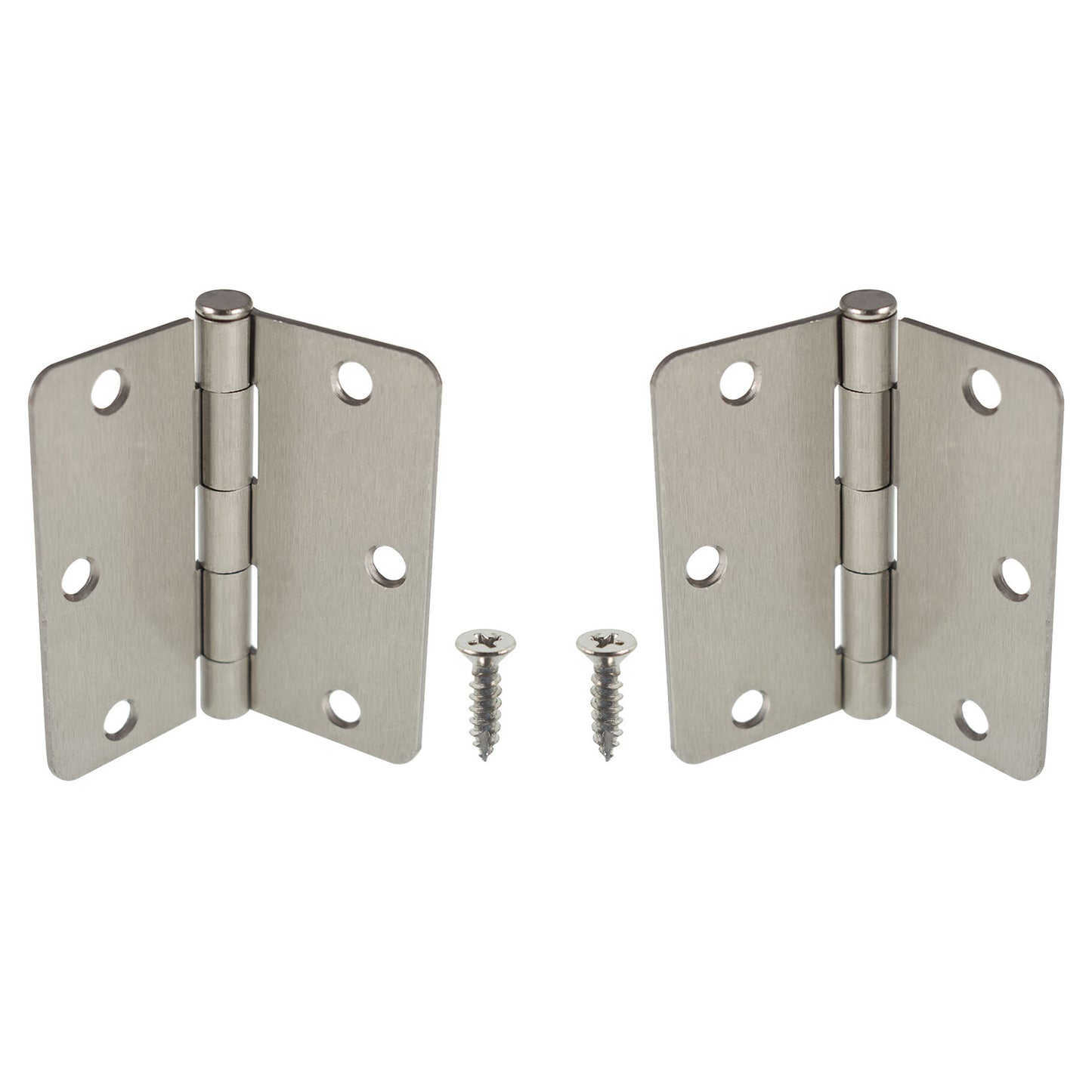 findmall 50Pcs Door Hinges 3.5 Inch x 3.5 Inch Door Hinge Satin Nickel 1/4 Inch Radius Corner Door Butt Thickness 2.2 MM