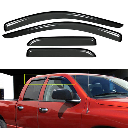 Findmall Side Window Deflectors Visor Vent Rain Guard Replacement for 2002-2009 Ram Quad Cab