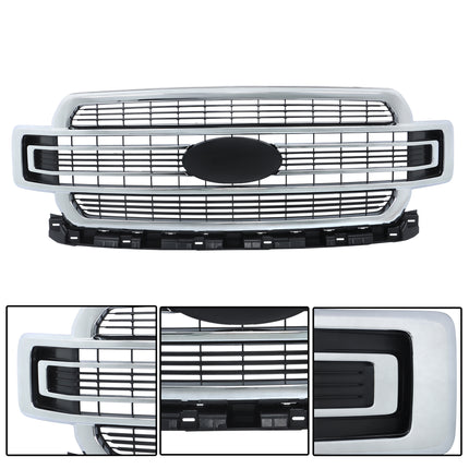 Findmall Chrome Front Bumper Grille Grill Replacement for F150 LIMITED 2018-2020 Replacement for JL3Z8200RA