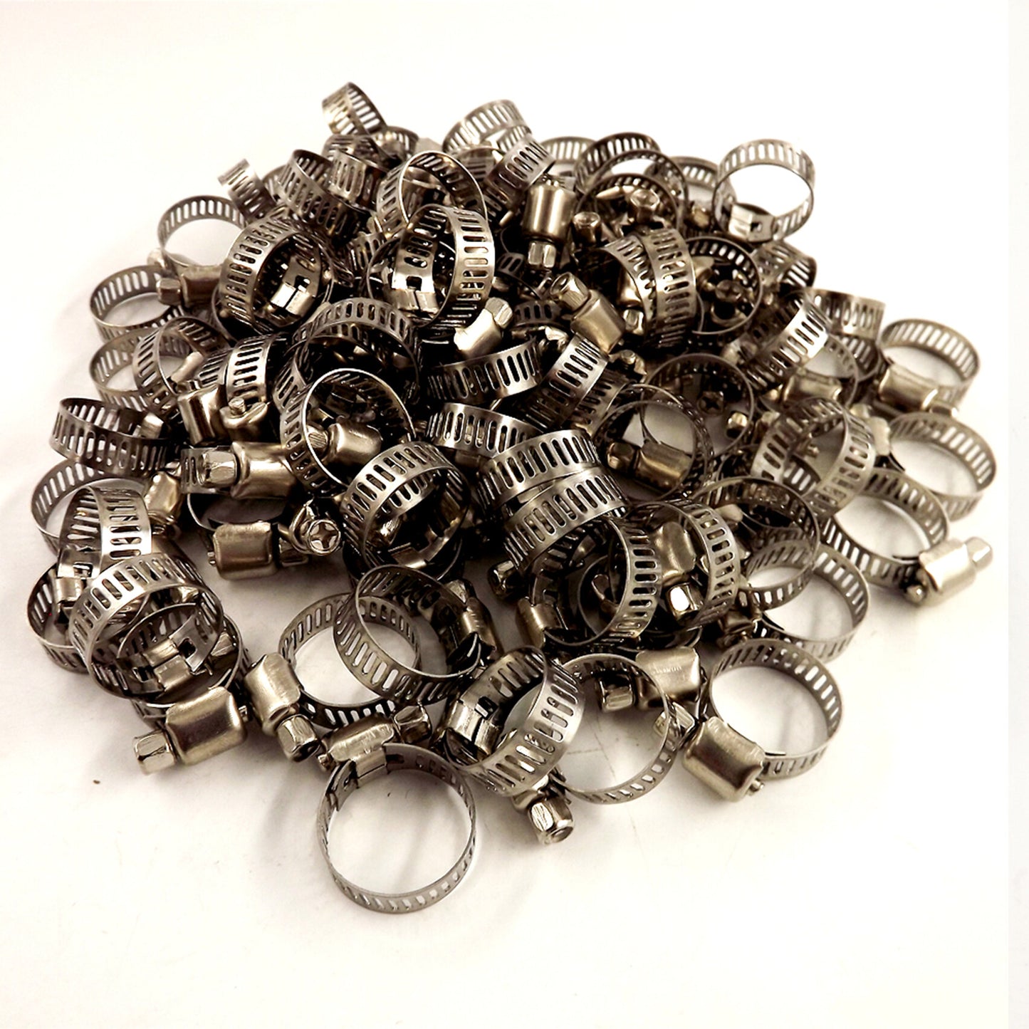 100pcs 1/2"-3/4" Adjustable Stainless Steel Drive Hose Clamps Fuel Line Worm 13-19mm