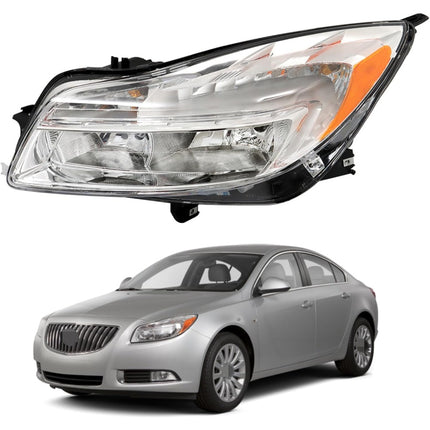 Findmall Driver Side Headlights Assembly Halogen Replacement for Regal 2011-2013 Housing Chrome Lamp LH 1PC GM2502353