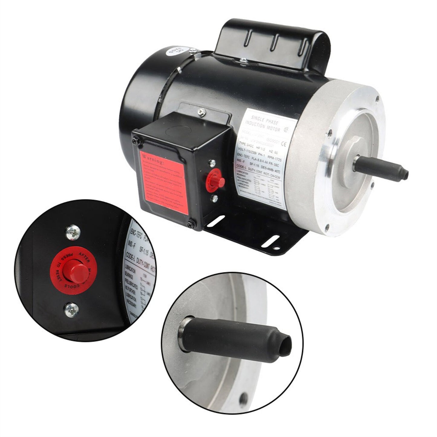 findmall 1/2 HP Electric Motor 56C 1725RPM Single Phase Motor General Purpose Motor TEFC 60HZ