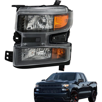 Findmall Headlight Assembly Replacement for Silverado 1500 Black Front LH
