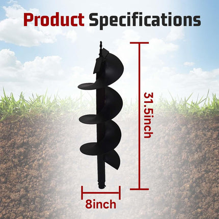 findmall Earth Auger Drill Bits 4" 6" 8" for Gaseous Fluid Powered Post Fence Hole Digger