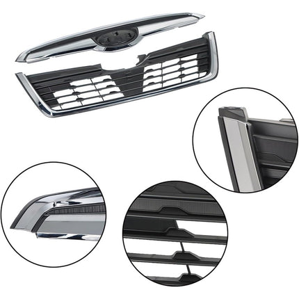 Findmall Front Upper Grille Assembly for 2019-2021 Subaru Forester, Black with Chrome Trim