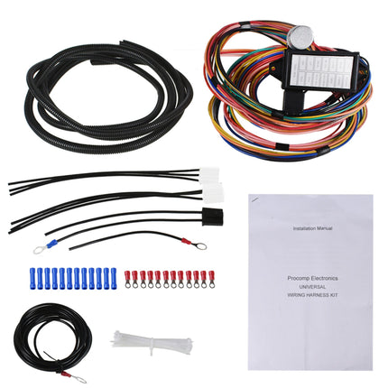 Findmall Universal Wiring Harness kit 14 Circuit Replacement for Muscle Car Hot Rod Street Rod XL