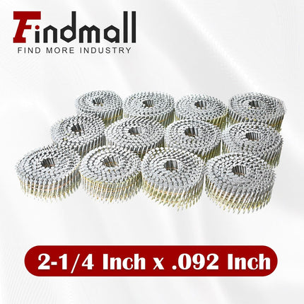 findmall 3600PCS 15° Wire Coil Roofing Nails Ring Shank Hot Dipped Galvanized 0.092"