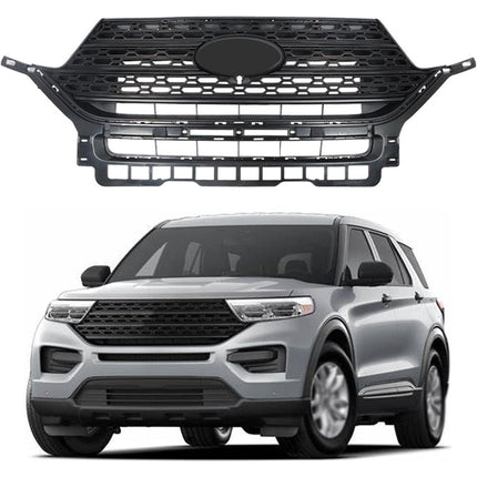 Findmall Matte Black Mesh Front Upper Radiator Grille with Chrome Finish Replacement for Explorer 2020-2022
