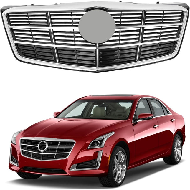 Findmall Chrome and Black Front Bumper Grille Replacement for CTS Sedan 2014-2015 22753187