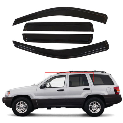 Findmall Side Window Visor Vent Rain Guard Black Acrylic Replacement for 1999-2004 Grand Cherokee