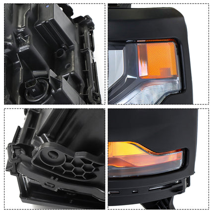 Findmall Black Housing Headlights Front Head Lamps Replacement for 2016 2017 2018 Silverado 1500 HID/Xenon Headlight Assembly Left Driver Side