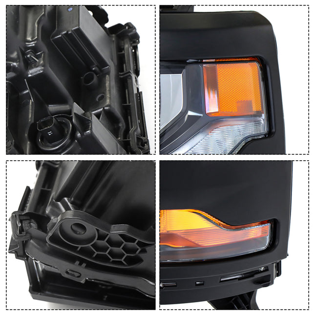 Findmall Black Housing Headlights Front Head Lamps Replacement for 2016 2017 2018 Silverado 1500 HID/Xenon Headlight Assembly Left Driver Side