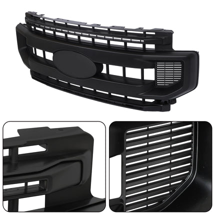 Findmall Front Grille Upper Matte Black with 2 Straight Trim Style Replacement for F250 F350 F450 Super Duty XLT 2020-2022