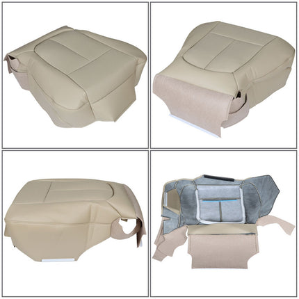 Findmall Beige Driver Side Bottom Perforated Leather Seat Cover Replacement for 2011-2014 F150 Lariat