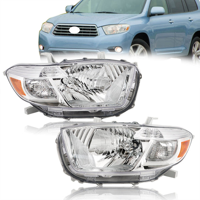 Findmall Headlight Assemblies for 2008–2010 Toyota Highlander Front Left and Right, Replaces 81130-48470 and 81170-48460