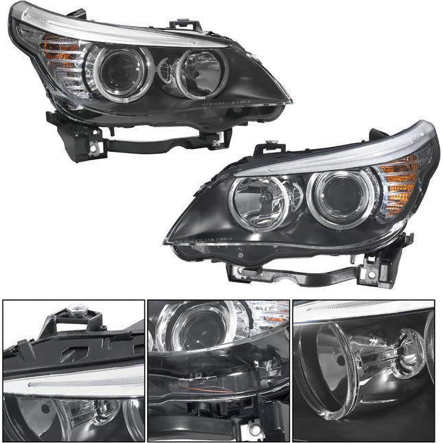 Findmall Headlight Assembly Pair Replacement for 528i 2008-2010