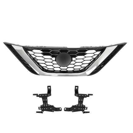Findmall Front Grille for 2016-2018 Nissan Sentra, Black with Chrome Trim