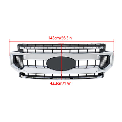 Findmall Front Upper Bumper Grille Chrome with 2 Straight Trim Replacement for F250 F350 XL XLT Style 2020-2022 Replacement for 1KPFD1211128 LC3Z8200BA
