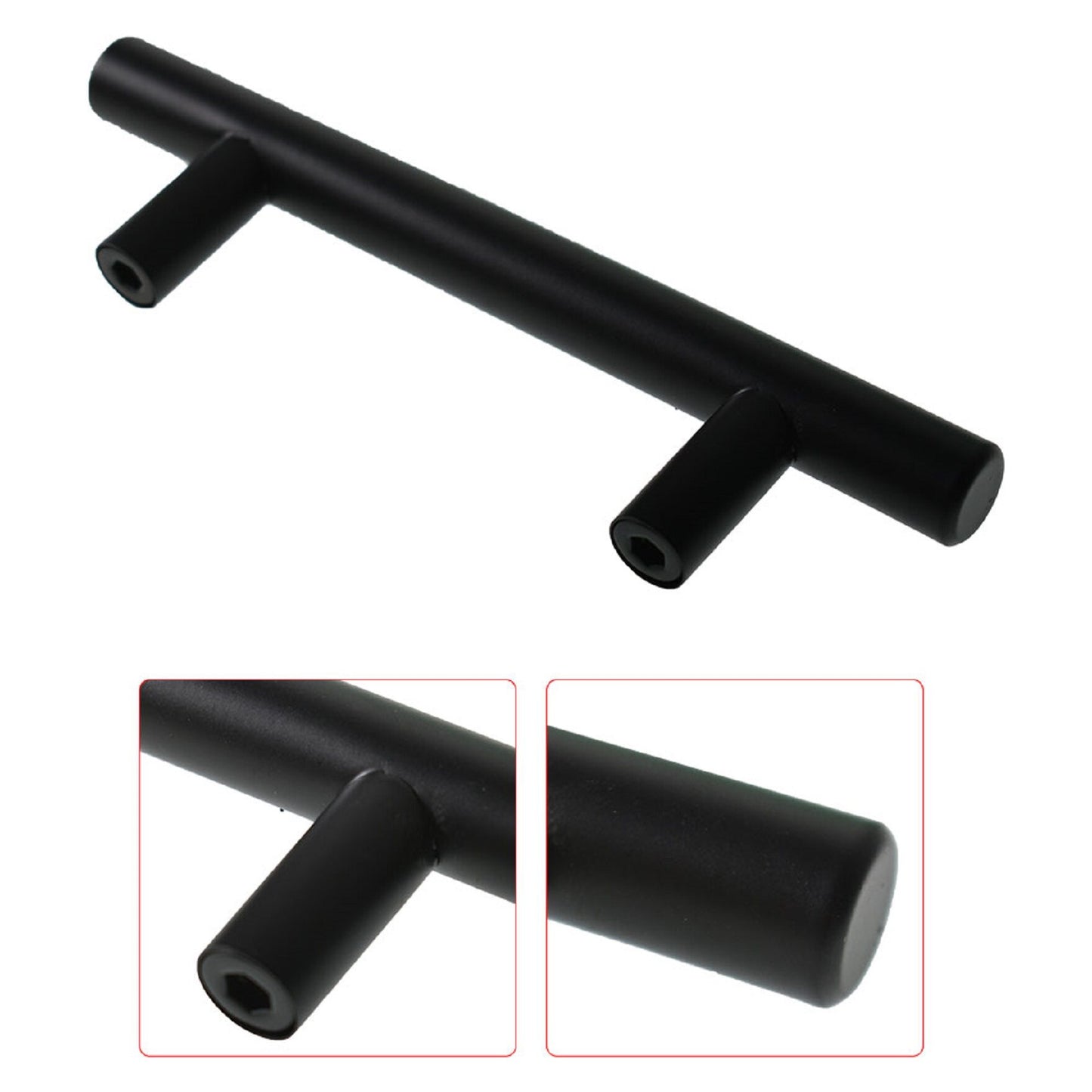 findmall 50 Pack 5 Inch Cabinet Handle Black Stainless Steel Drawer Pulls Cabinet Pulls Bar Kitchen Handles 3 Inch Hole Center