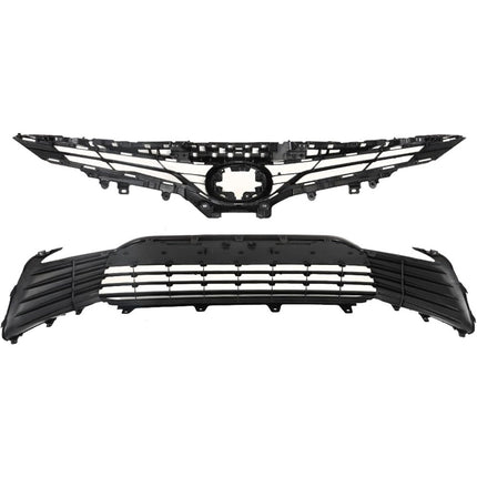 Findmall Front Upper and Lower Grille Set for 2021-2022 Toyota Camry LE XLE, Gloss Black, Without Sensor Holes