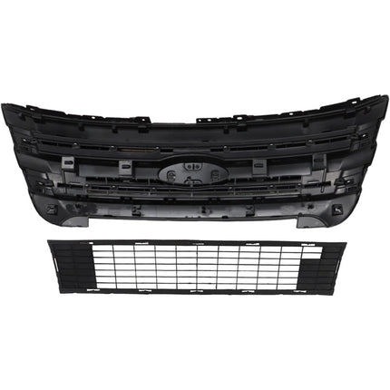 Findmall 2-Piece Black Front Bumper Grille and Grille Shell Set Replacement for Explorer 2011-2015 BB5Z8A284AA