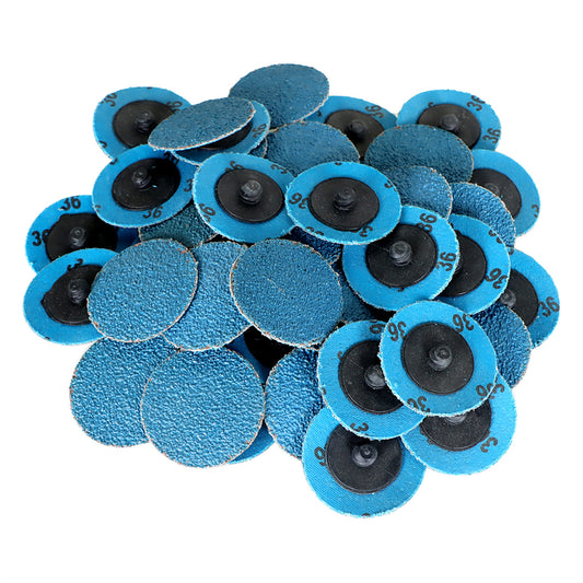 findmall 50Pcs 2 Inch 36 Grit Zirconia Alumina Roll Lock Sanding Grinding Discs for Die Grinder Surface Burr Rust Paint Polish