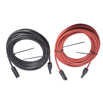 findmall 1 Pair of 30 Ft Black + Red Solar Panel Extension Cable Wire Connector 12AWG