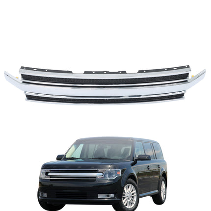 Findmall Front Grille Upper Black with Chrome Molding Replacement for Flex 2013-2019